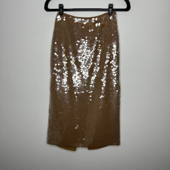 NWT MADEWELL Sequin Midi Skirt Tan 00 - Picture 2 of 6